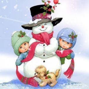 Crianças com Boneco de Neve