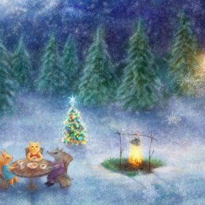 Animais Fofos Celebração de Inverno