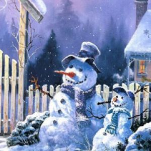 Encantadora família de bonecos de neve