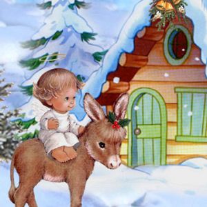 Anjo de Natal Fofo com Burro