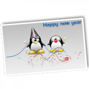 Pinguins Fofos Celebrando o Ano Novo