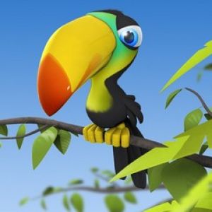 Tucano Colorido em Desenho Animado