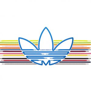 Logo Adidas com listras coloridas