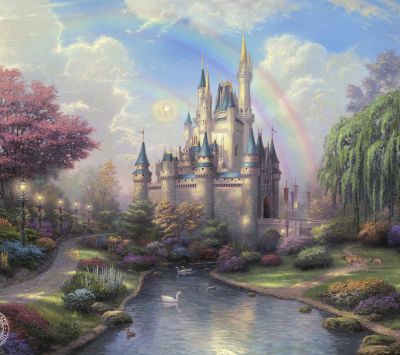 Castelo Fantástico com Arco-Íris