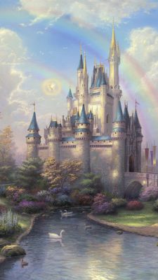 Castelo Fantástico com Arco-Íris