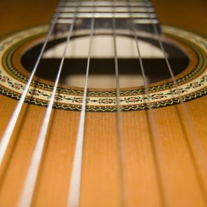 Cordas de guitarra em close-up