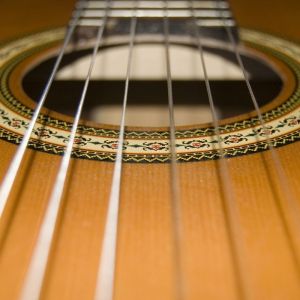 Cordas de guitarra em close-up