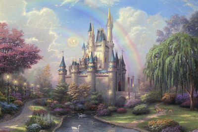 Castelo Fantástico com Arco-Íris