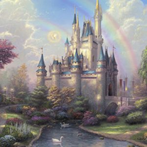 Castelo Fantástico com Arco-Íris