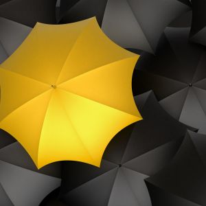 Guarda-chuva Amarelo em Fundo Preto