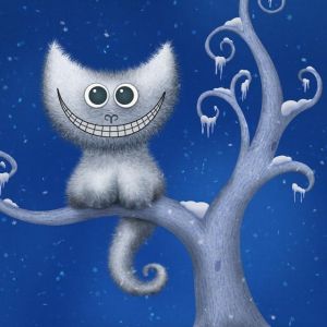 Gato de Desenho Animado Fofo no Inverno