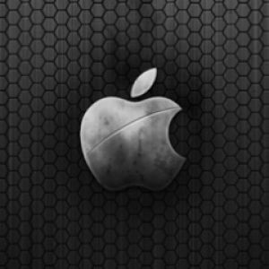 Logo da Apple em fundo hexagonal