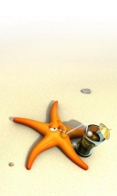 Estrela do Mar Engraçada com Bebida