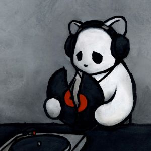 Panda com Fones de Ouvido