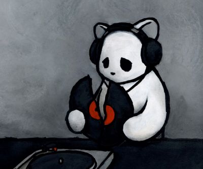 Panda com Fones de Ouvido