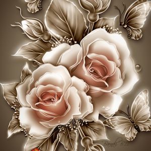 Rosas e Borboletas Elegantes