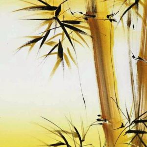 Arte de Bambu com Fundo Amarelo