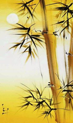 Arte de Bambu com Fundo Amarelo