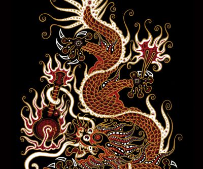Arte de Dragão com Guitarra