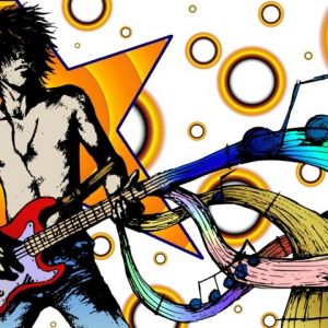 Músico de Rock com Baixo