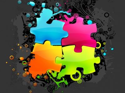 Design de Peças de Quebra-Cabeça Coloridas
