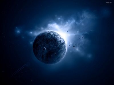 Planeta Azul Místico no Espaço