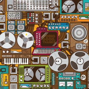 Padrão Colorido de Equipamentos Musicais