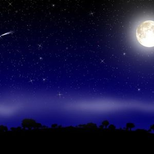 Céu Noturno Estrelado com Lua