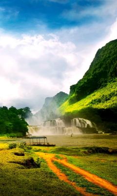 Paisagem deslumbrante com cachoeira
