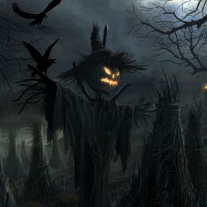 Arte de Espantalho Assustador de Halloween