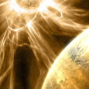Erupção Solar e Terra