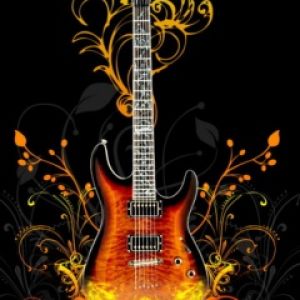 Guitarra Elétrica com Design Floral
