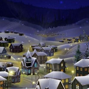 Aldeia de Inverno à Noite