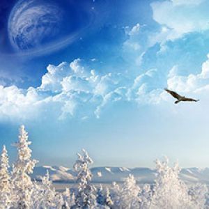 Paisagem de Inverno com Planeta
