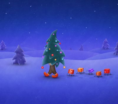 Ilustração de uma Árvore de Natal Fofa