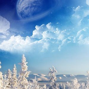 Paisagem de Inverno com Planeta