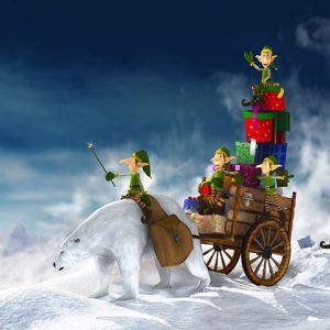 Elfos de Natal com Urso Polar