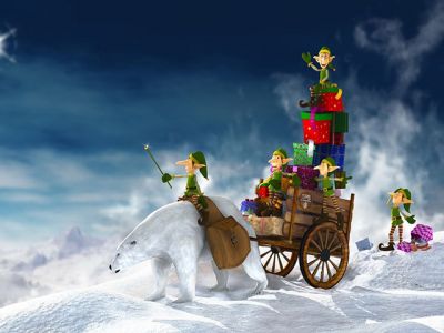 Elfos de Natal com Urso Polar