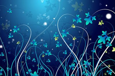 Design Abstrato de Flores Azuis