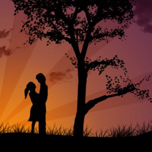 Silhueta de Amor ao Pôr do Sol