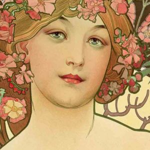 Retrato Floral Art Nouveau
