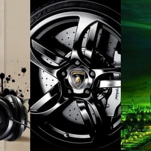 Fones de Ouvido e Rodas de Carro Elegantes
