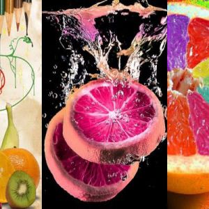 Arte de Splash de Frutas Coloridas