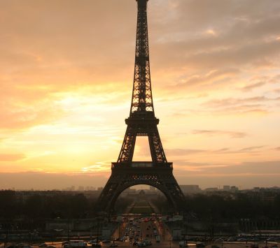 Pôr do sol na Torre Eiffel