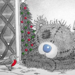 Urso de Natal Fofo e Pássaro