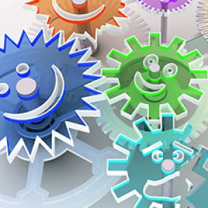 Engrenagens Coloridas com Sorrisos