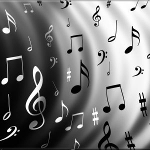 Design Abstrato de Notas Musicais