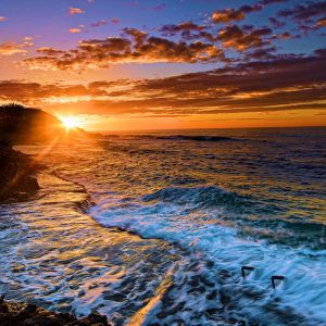 Deslumbrante Pôr do Sol no Oceano