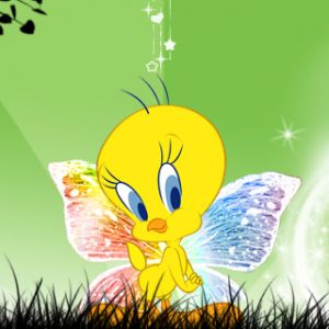 Pássaro Tweety com borboletas