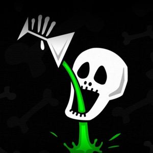 Caveira com líquido verde